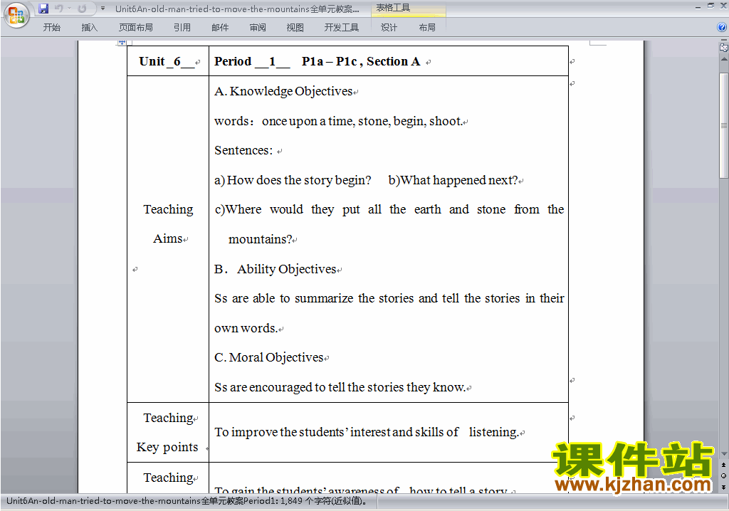 Unit6 An old man tried to move the mountains教案下载20