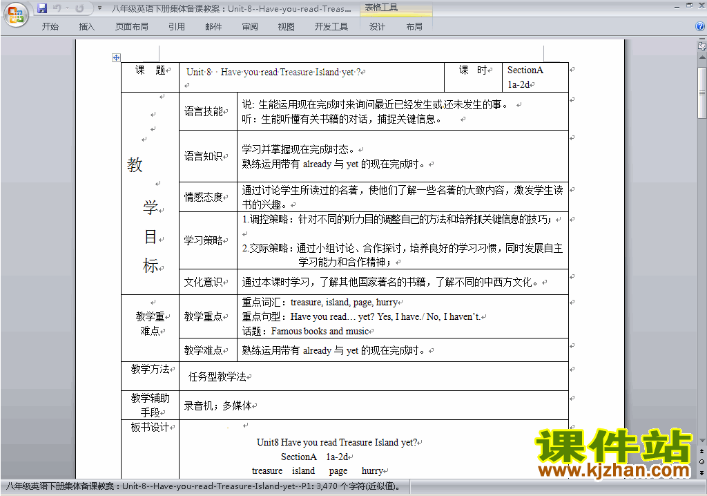 Unit8 Have you read treasure island yet教案教学设计22