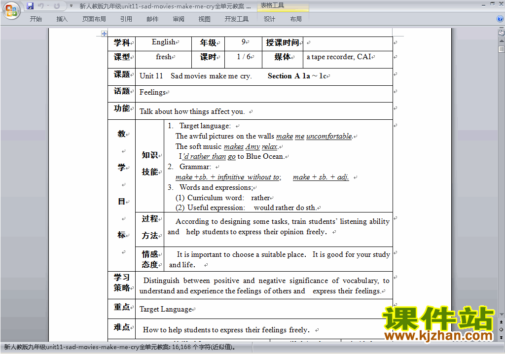 Unit11 Sad movies make me cry教学设计教案下载29