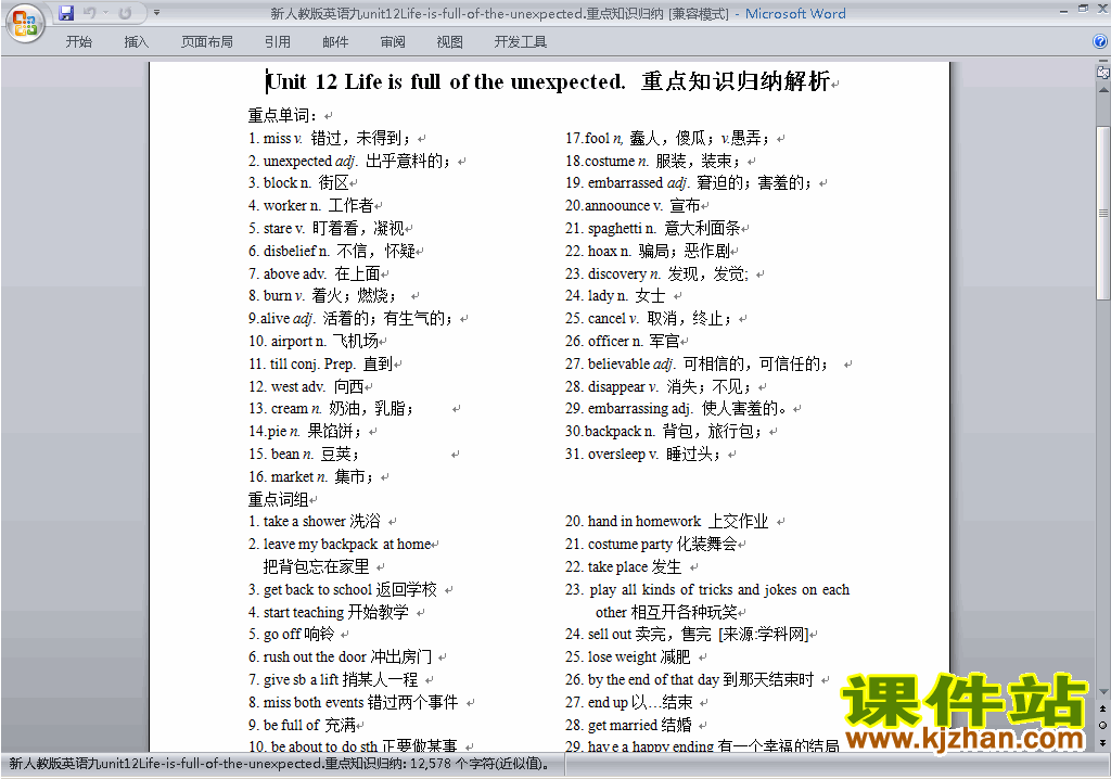 Unit12 Life is full of the unexpected重点知识归纳下载30