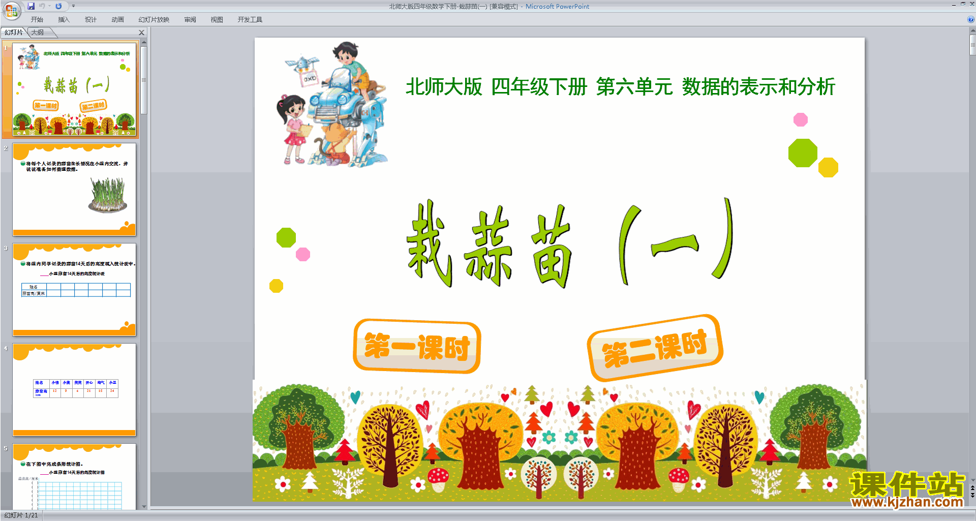 下载栽蒜苗(一)ppt课件(四年级下册新北师大版数学)