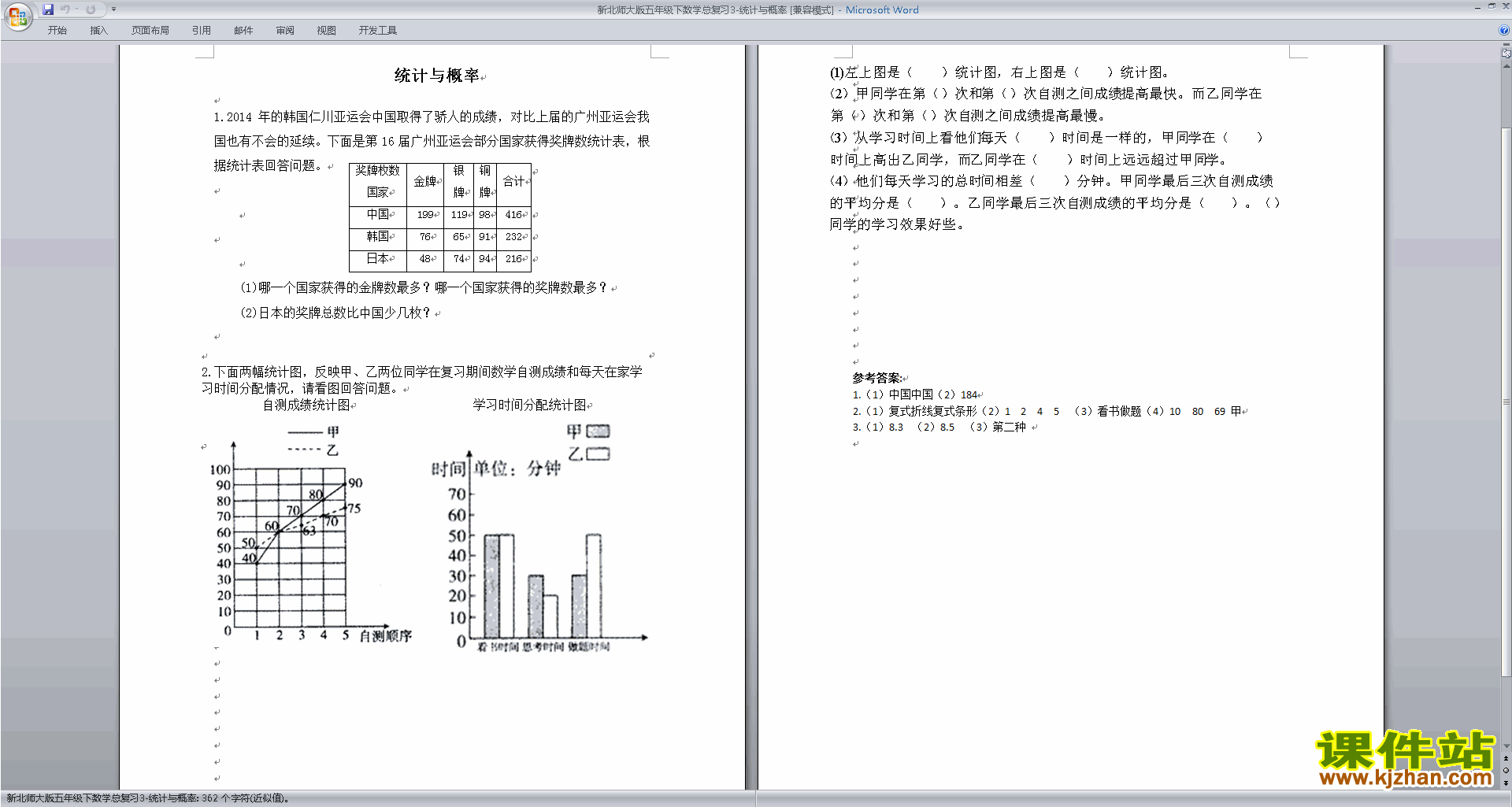 下载北师大版六下数学总复习期末模拟检测试卷