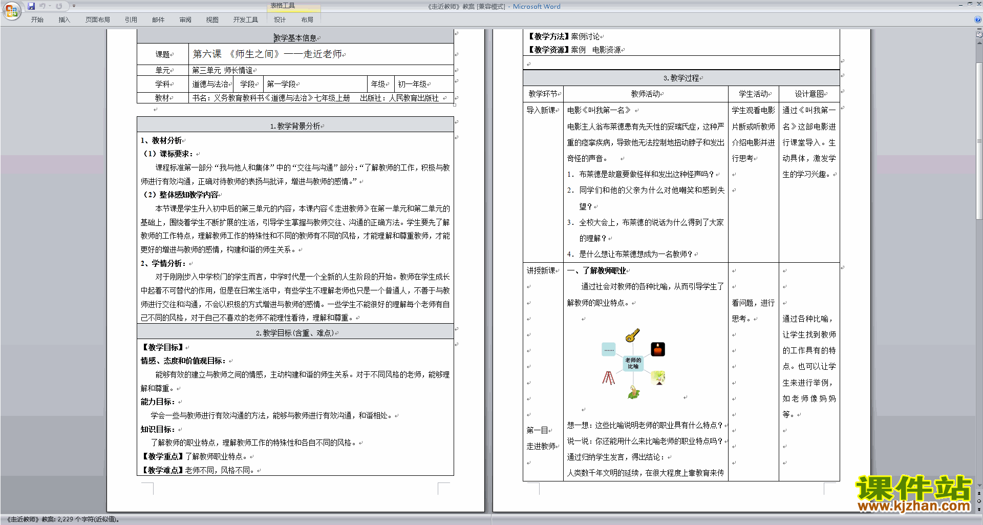 七年级上册新人教版道德与法治公开课走近老师教学设计教案