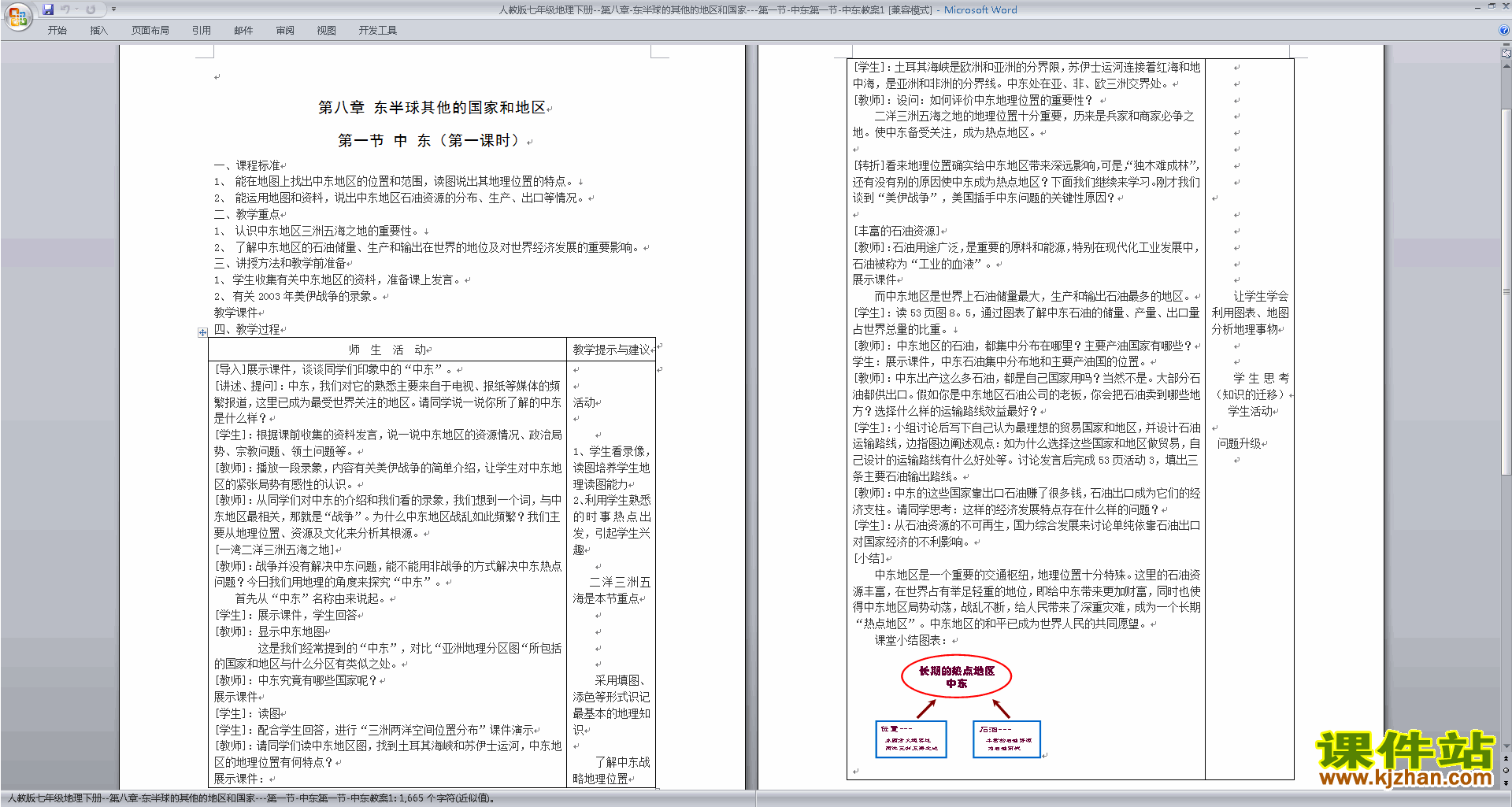 七年级下册人教版地理东半球其他的地区和国家教案教学设计