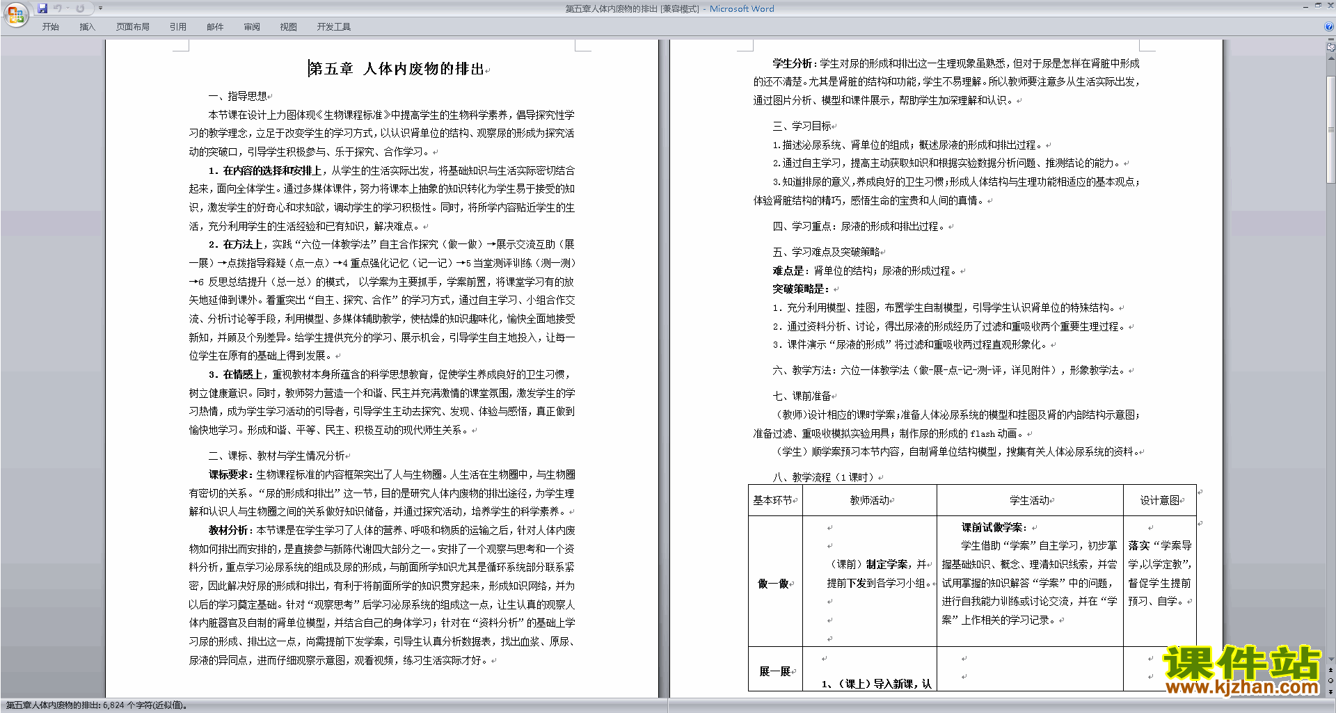 下载第五章:人体内废物的排出教案教学设计