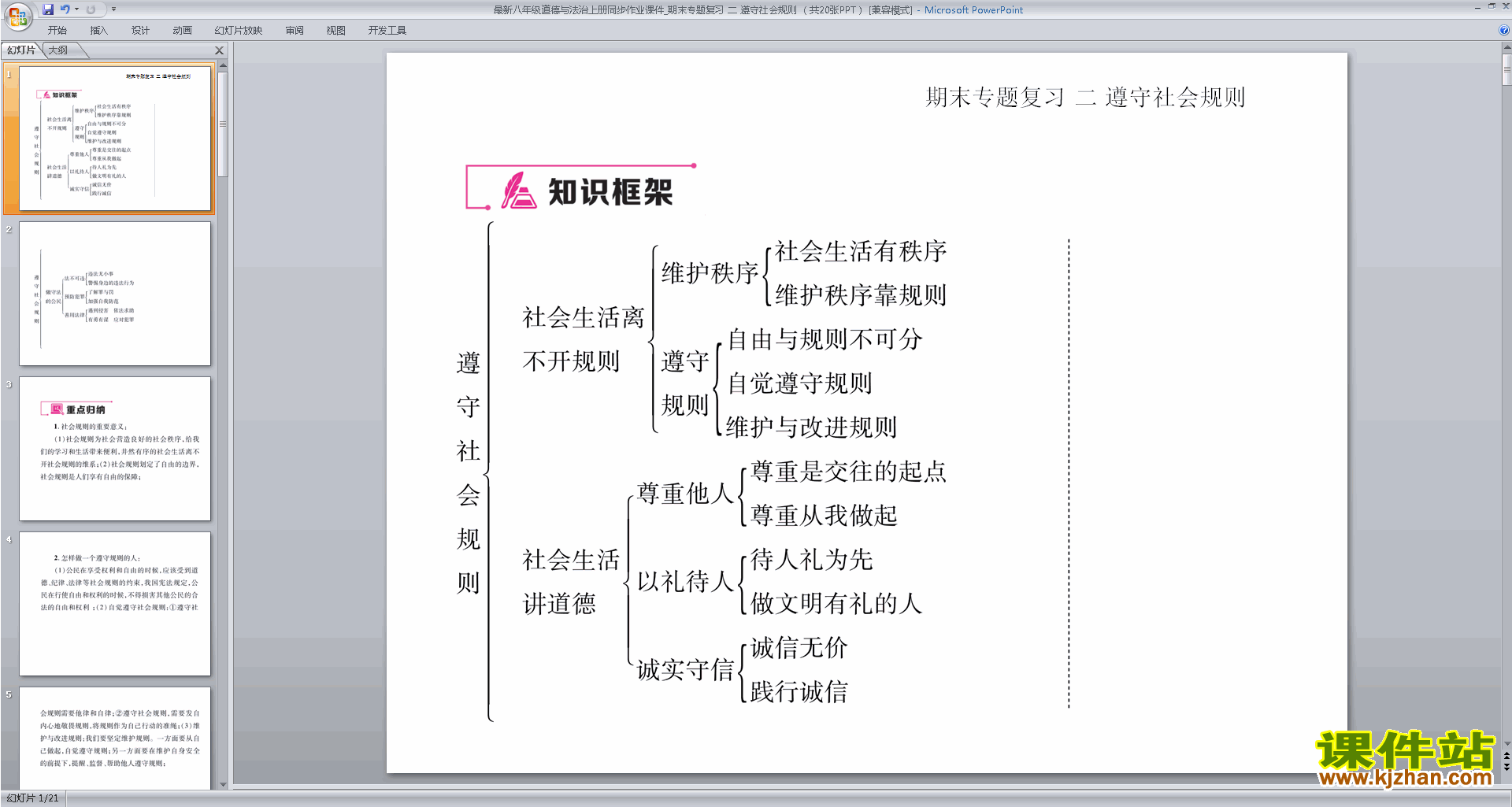 八年级上册道德与法治遵守社会规则总复习ppt课件下载