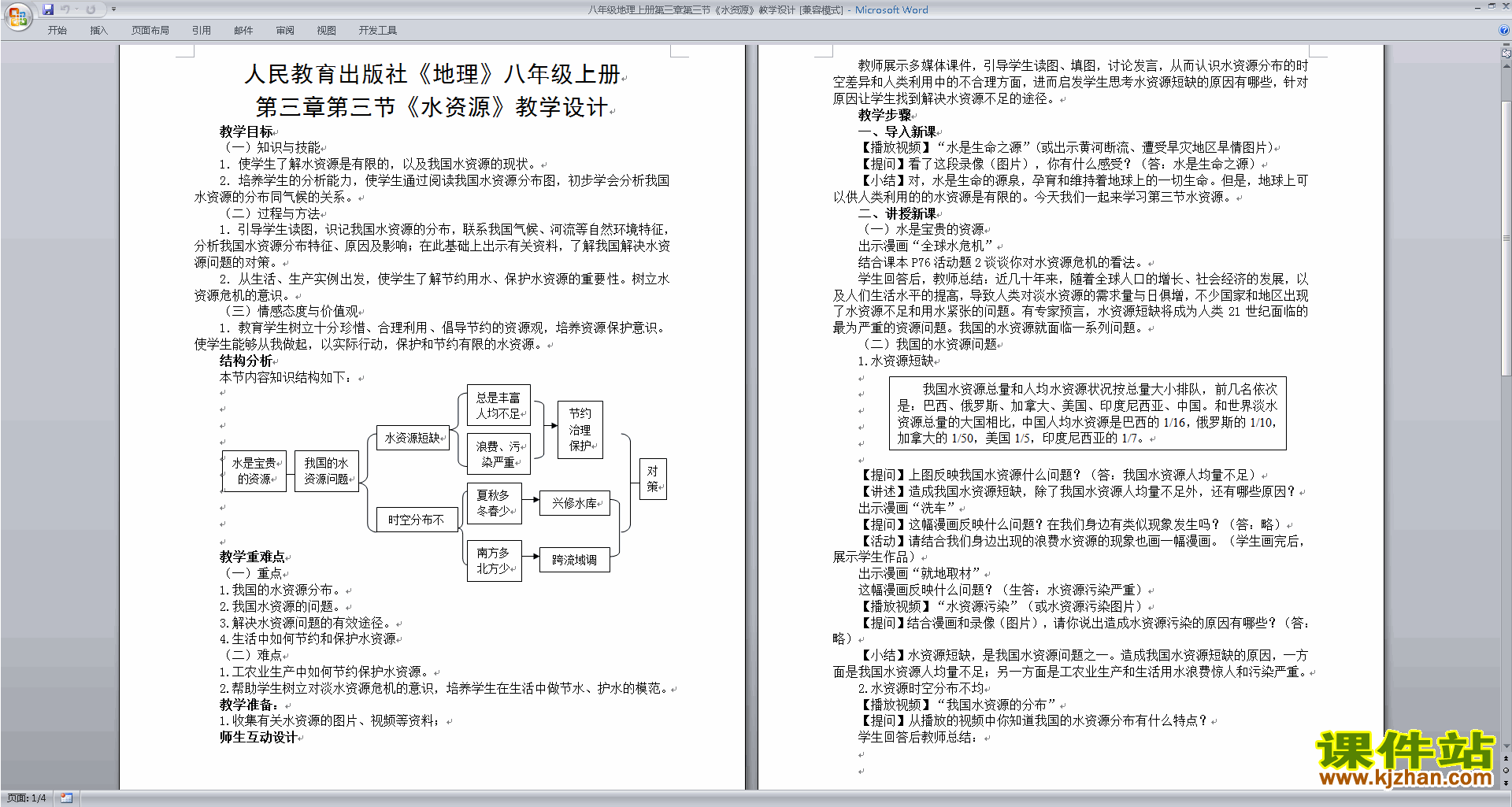 下载教学原创中国的自然资源教案教学设计(八上地理)