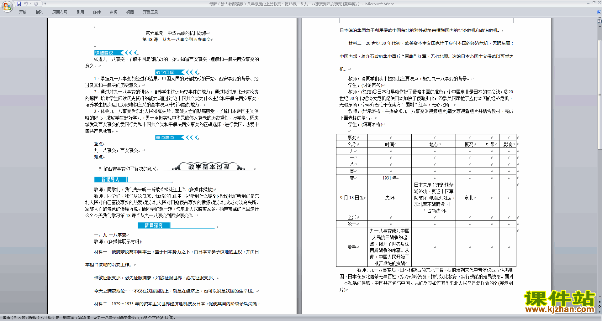 下载原创九一八事变与西安事变教学设计教案