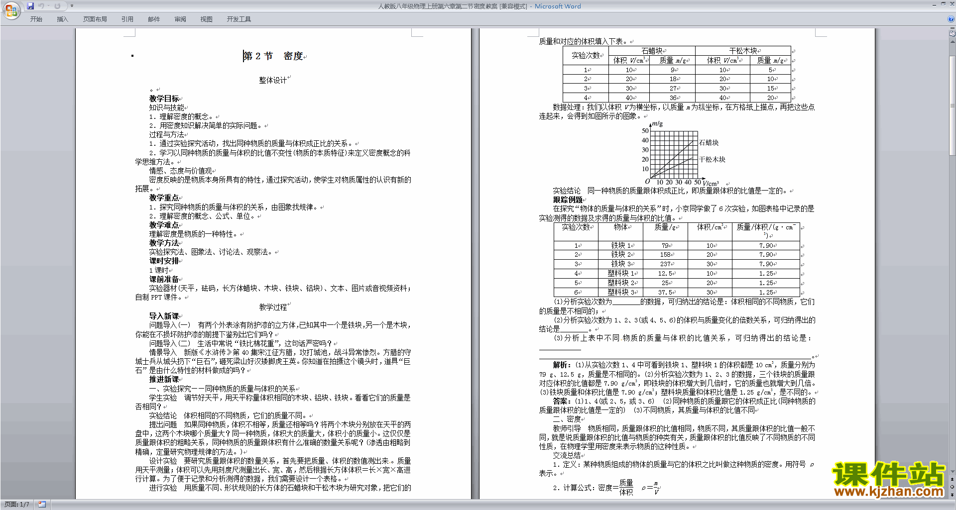 下载八年级上册物理公开课第六章:质量与密度教案教学设