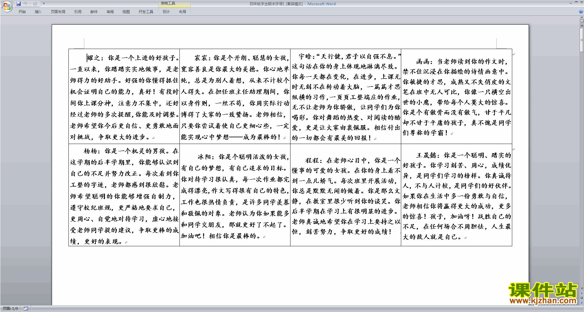 下载小学四年级班主任期末评语优秀评语大全25