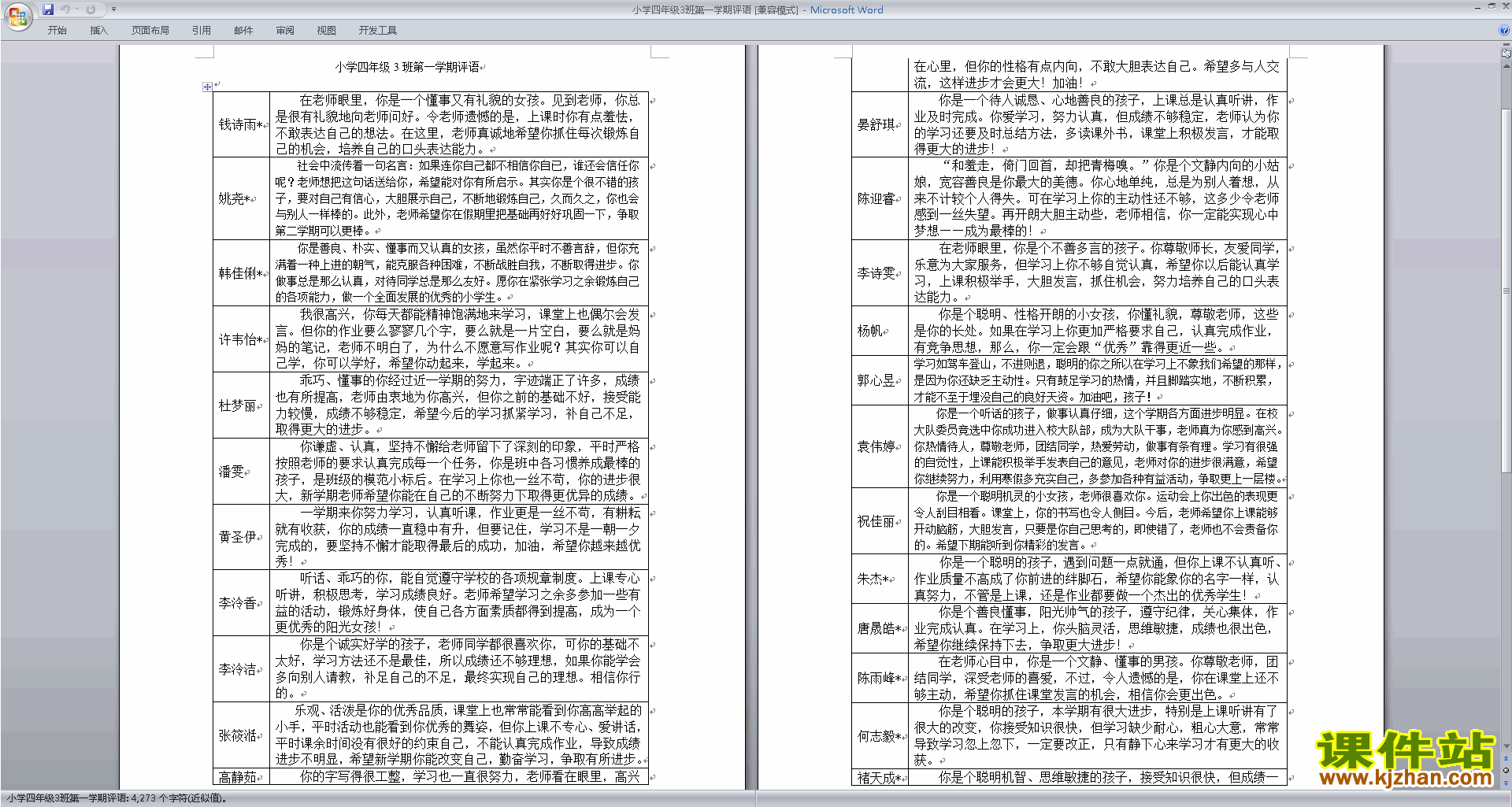 下载小学四年级班主任期末评语优秀评语大全29