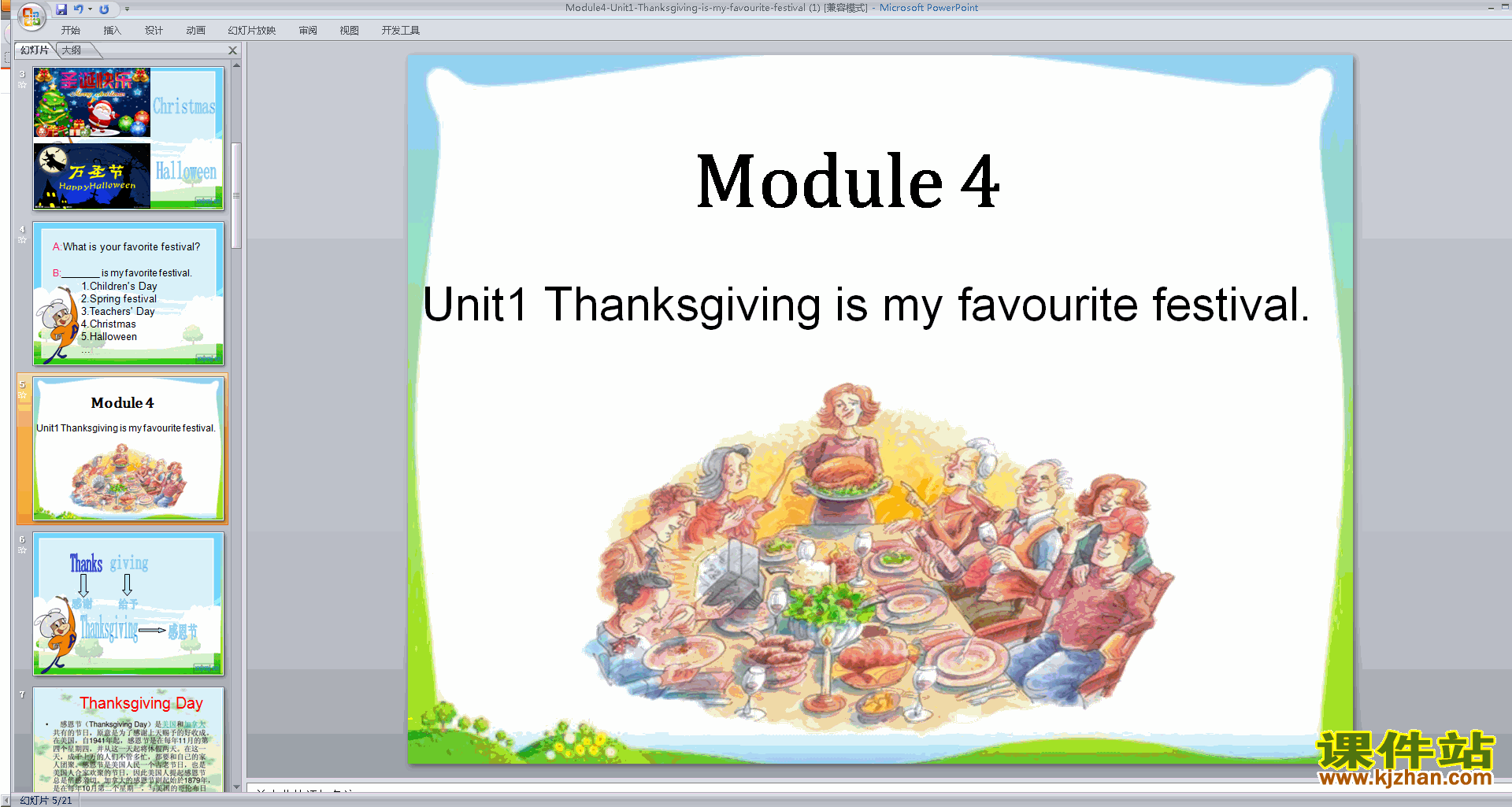 Unit1 Thanksgiving is my favourite festivalpptμ3