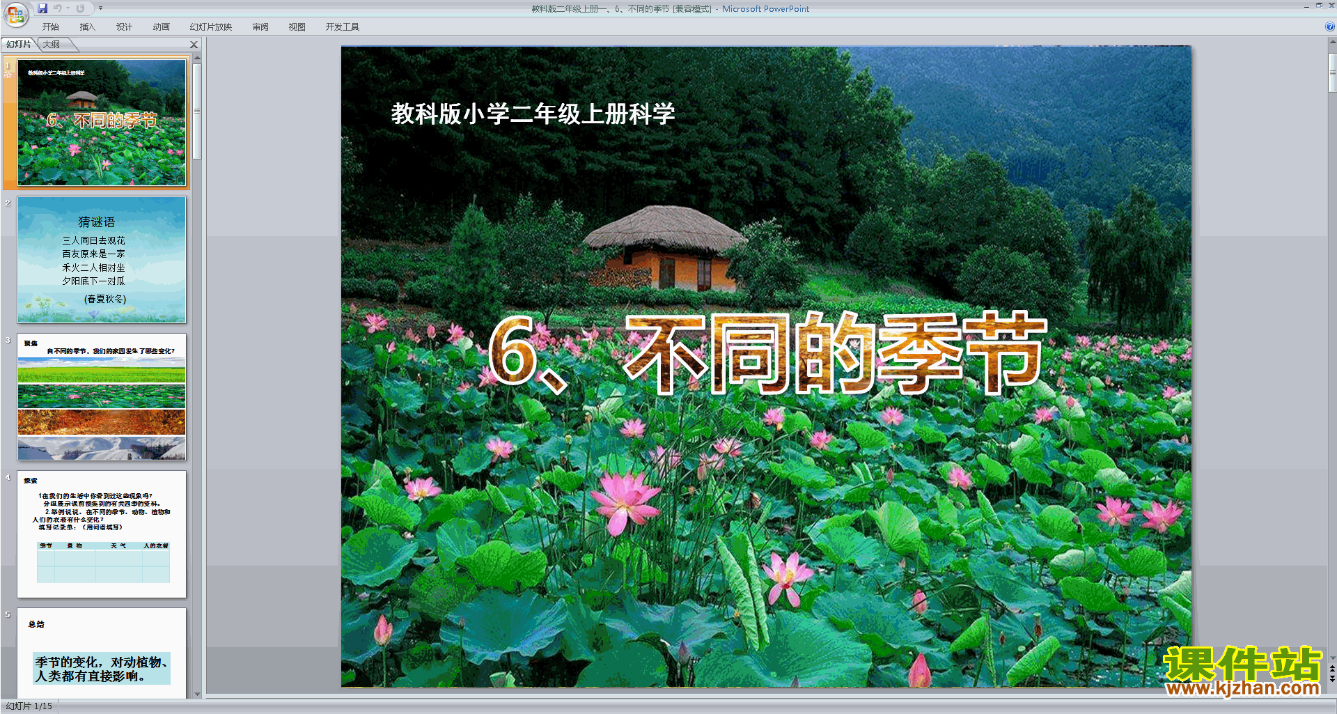 下载教科版二上科学1.6不同的季节ppt课件
