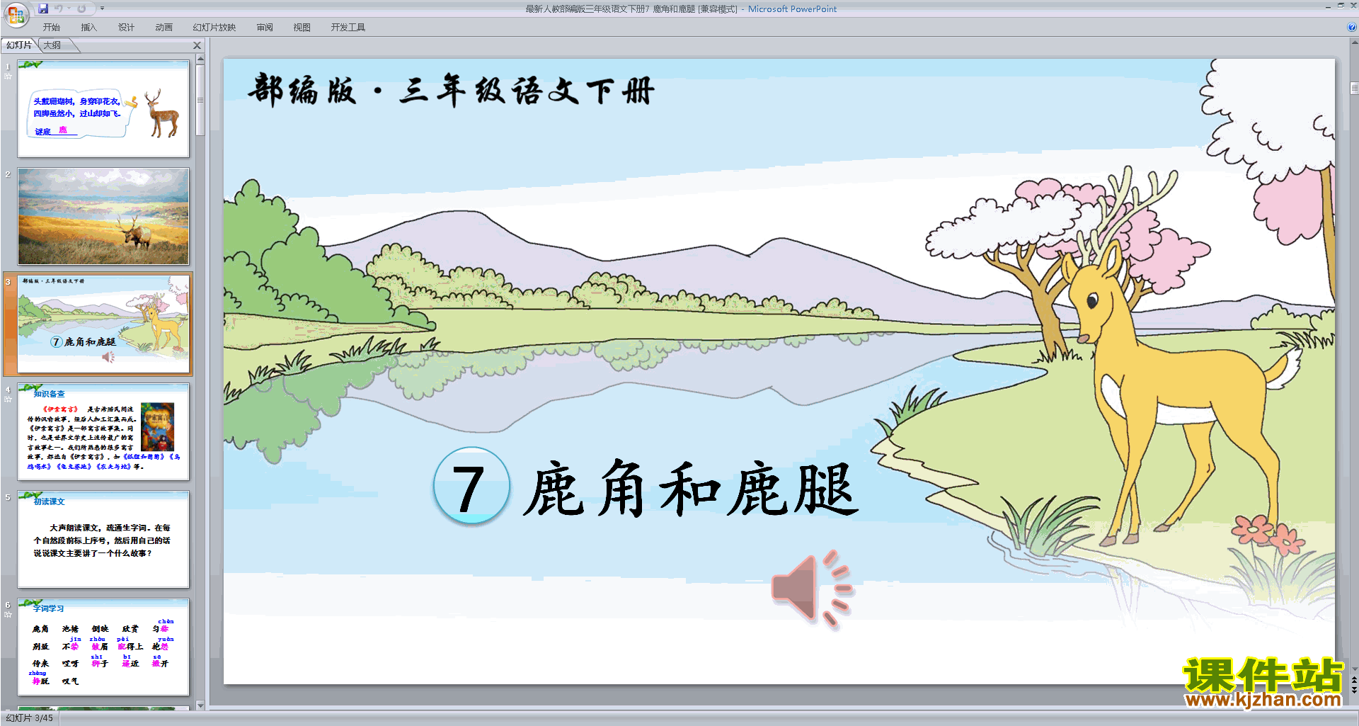 部编人教版三年级下册语文精品第7课:鹿角和鹿腿ppt课件