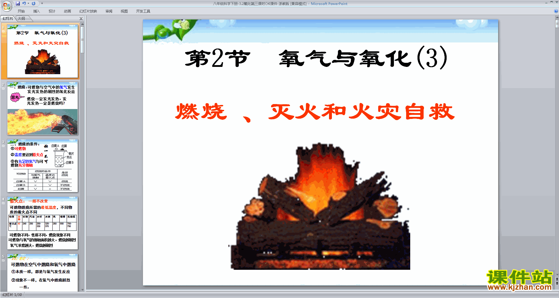 八年级下册科学新浙教版3.2氧化和燃烧ppt课件下载