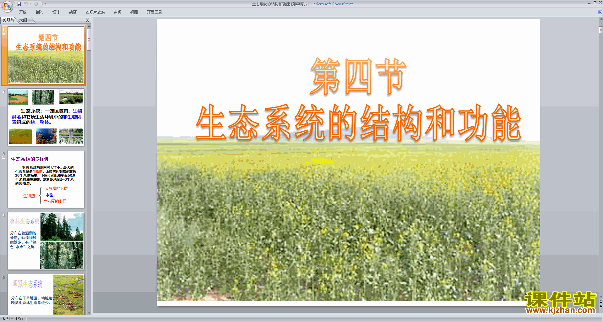 新浙教版九年级下册科学2.4生态系统的结构和功能ppt课件