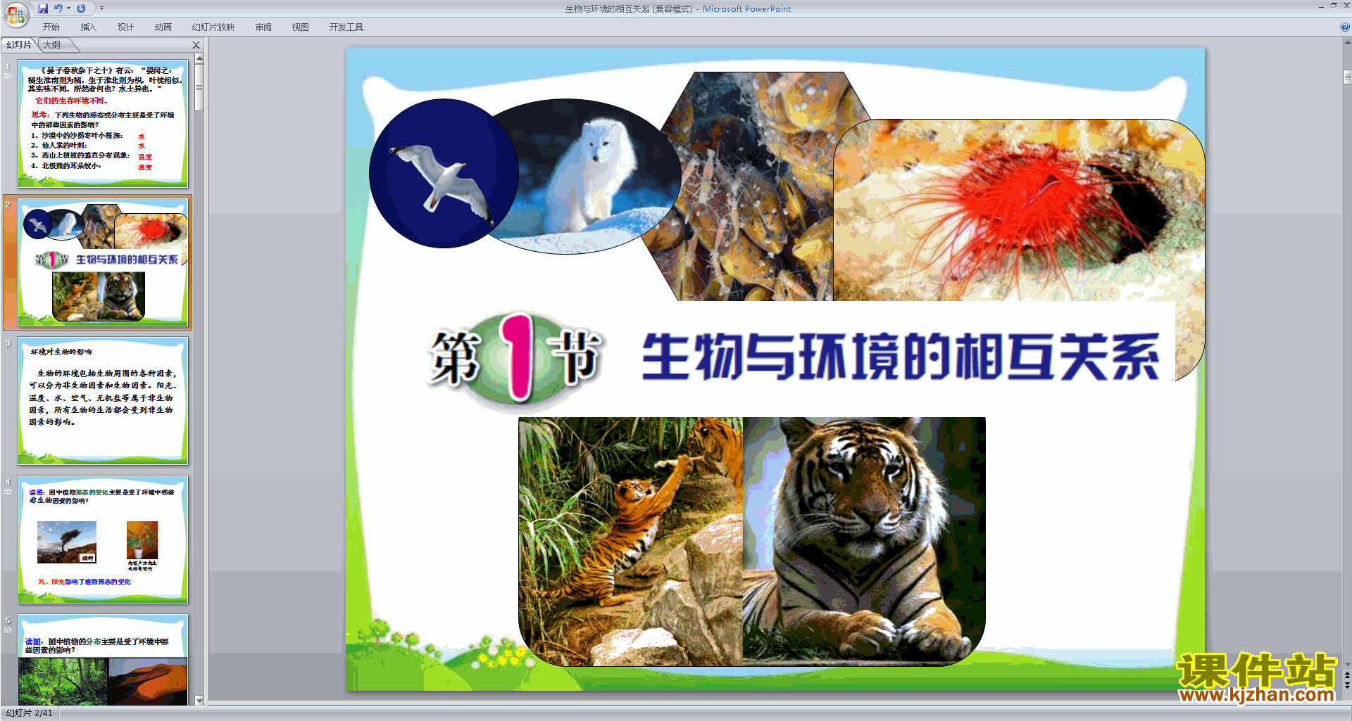 新浙教版九年级下册科学2.1生物与环境的相互关系课件ppt